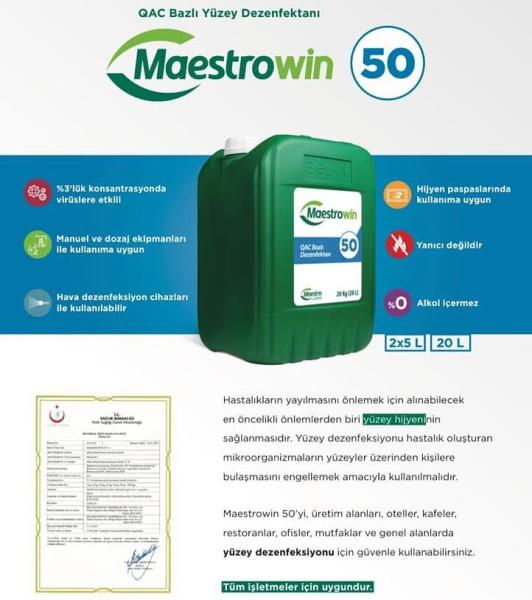 Maestrowin 50 QAC Bazlı Dezenfektan 5 LT