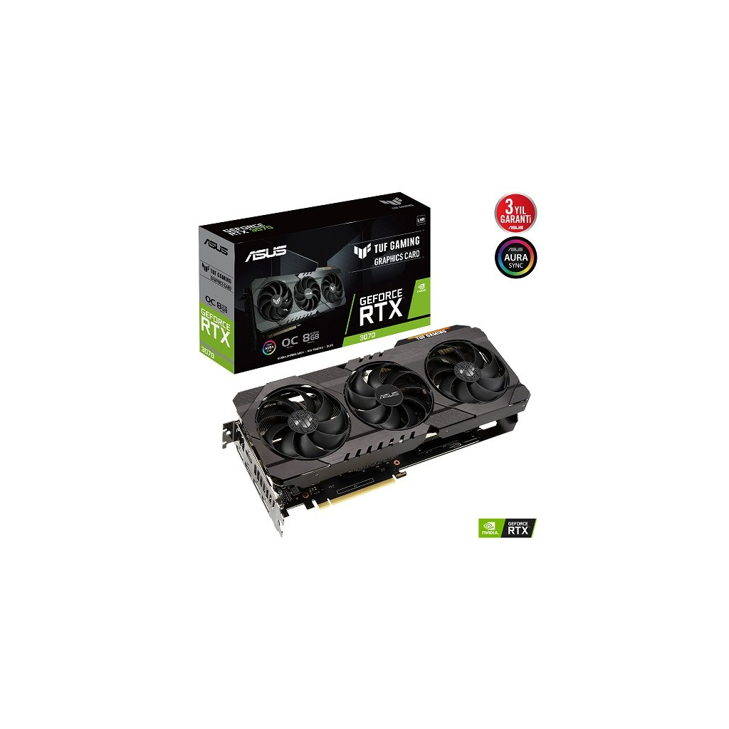 ASUS TUF-RTX3070-O8G-V2-GAMING 8Gb, GDDR6, 256Bit, 2xHDMI, 3xDP GAMING Ekran Kartı
